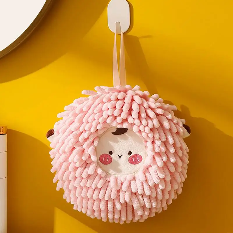 Fuzzy Ball Hand Towels Decorative Towels High Absorbent Cleaning Supplies Fuzzy Hand Wipes Towel Ball with Loop Dry towel