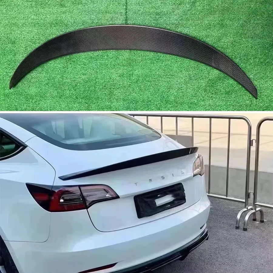 For Tesla Model 3 ART style Carbon Fiber Spoiler Tail fins Rear Trunk Spoiler Guide Wing Rear Wing Diverter Spoiler Body Kit