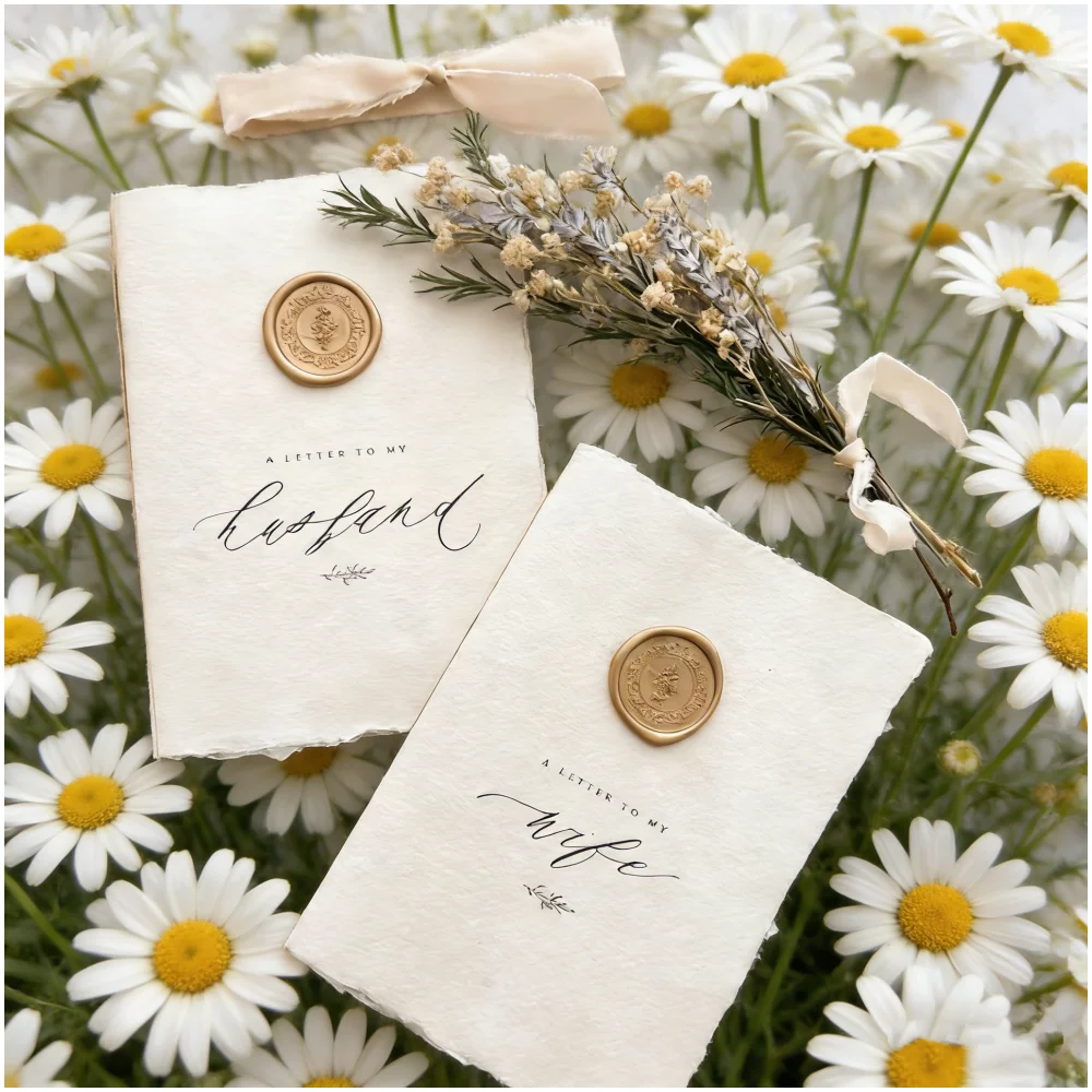 

Книги для обещаний с восковыми печатями для него и для нее - Набор книг для обещаний из бумаги ручной работы с рваным краем, уникальный свадебный подарок-сувенир для пар