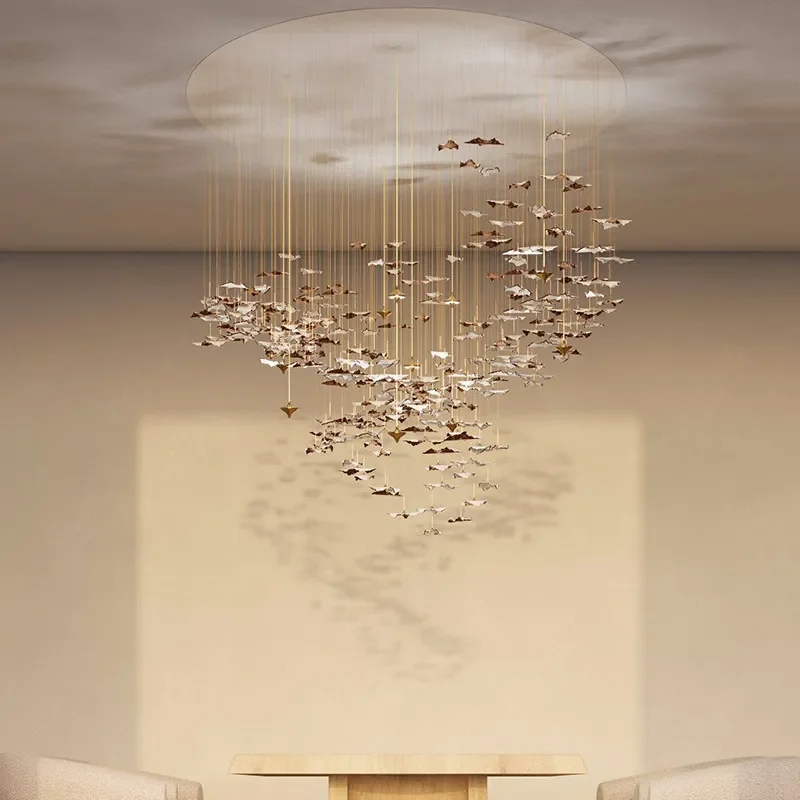for Villa Duplex Building Hotel Creative Ceramic Blade Chandelier Dining Room Living Room Staircase Engineering Lighting