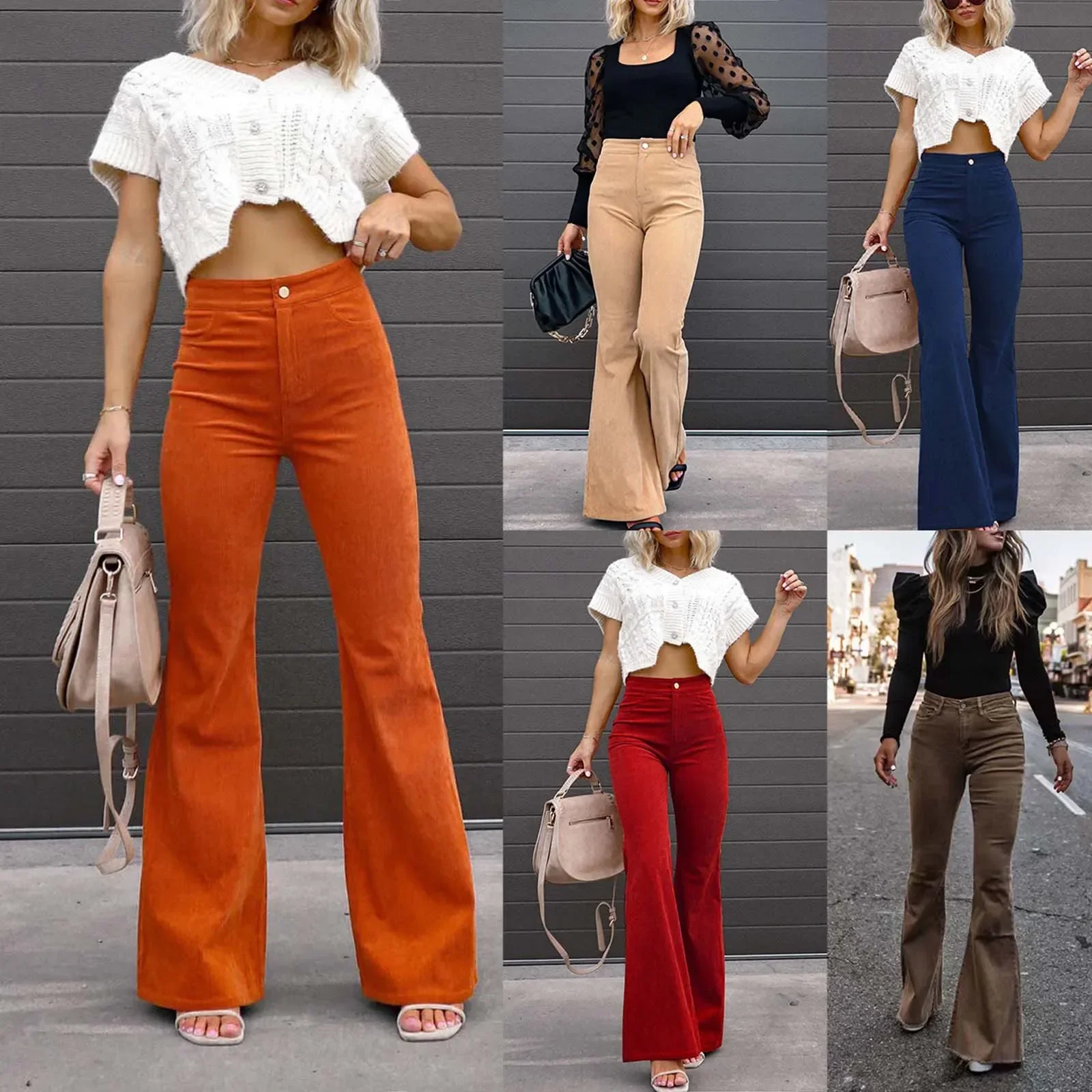 Pop Cross-Border Amazon Spring Autumn/Winter Women's Clothing Solid Color Mid-Waist Slimming Smooths Your Silhouette Casual Pant