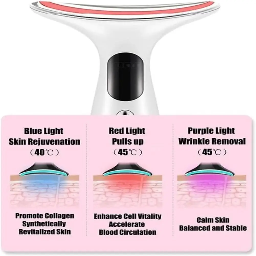 Hals Gesicht Schönheit Gerät 3 Farben LED Photon Rotlicht therapie Haut straffen reduzieren Doppel kinn Anti-Falten entfernen Hautpflege-Tool