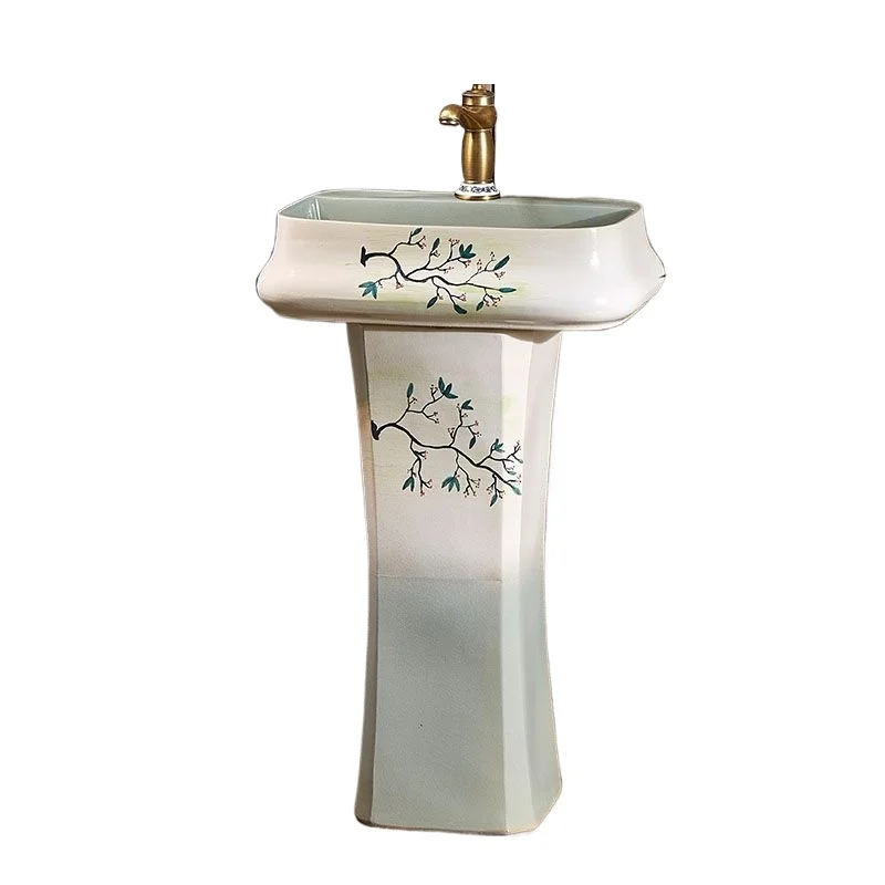 

Garden sink Balcony column washbasin Art hand-painted washbasin Outdoor column basin Garden washbasin
