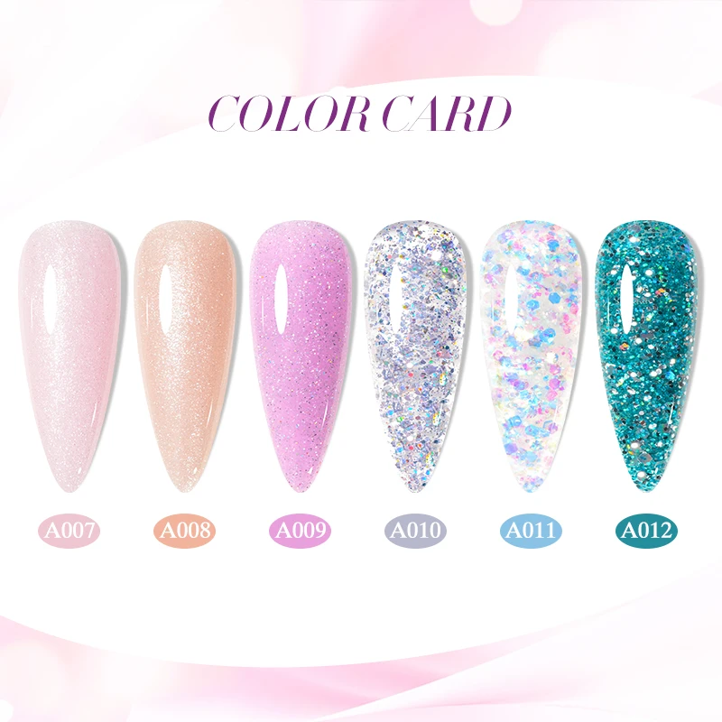 MEET ACROSS 8ml Glitter Extensão Unha Gel Polonês Nu Rosa Acrílico Francês Nail Art DIY Edifício Rápido Duro Para Design de Manicure