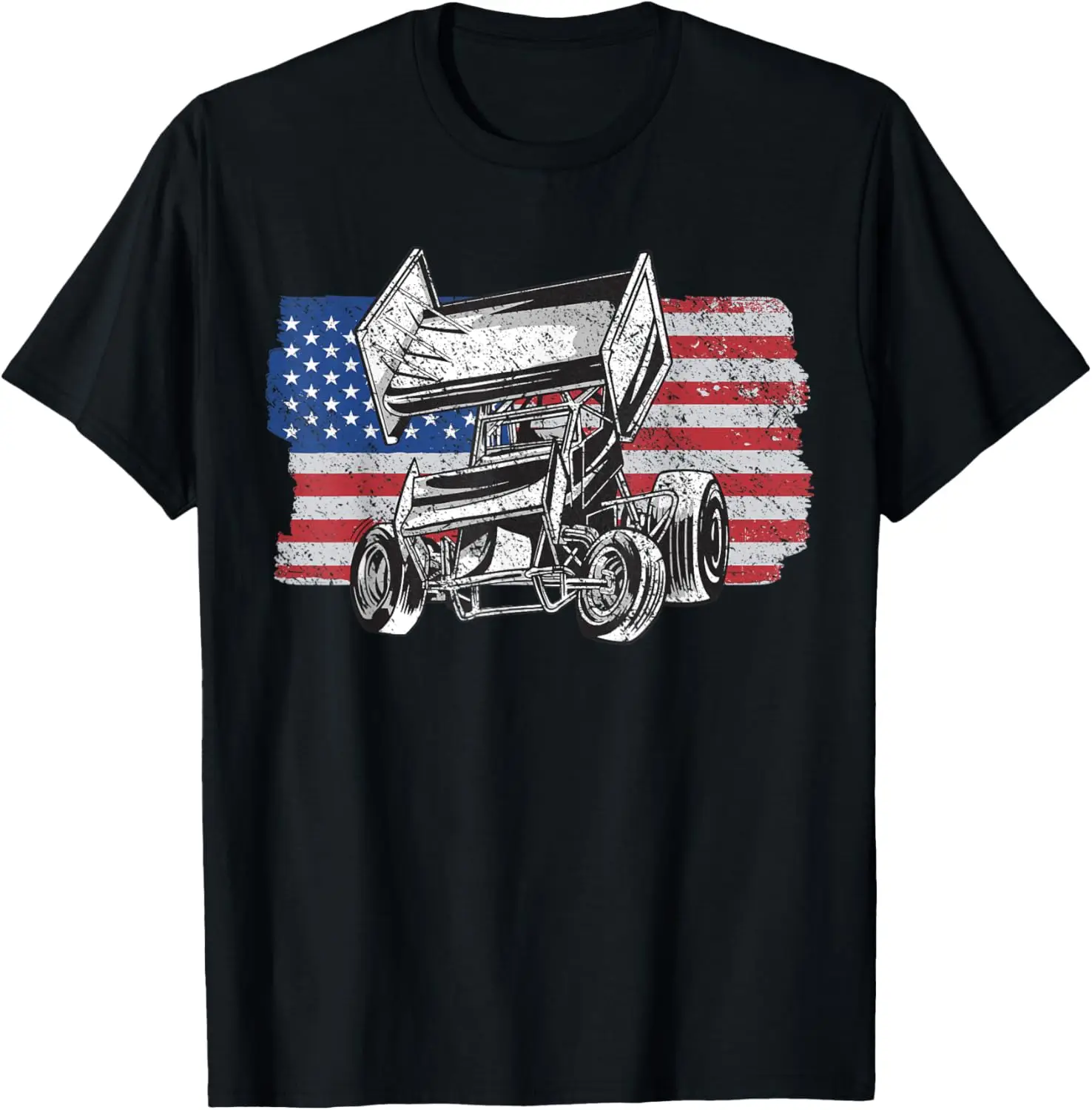 Sprint Car Racing USA Flag T-Shirt