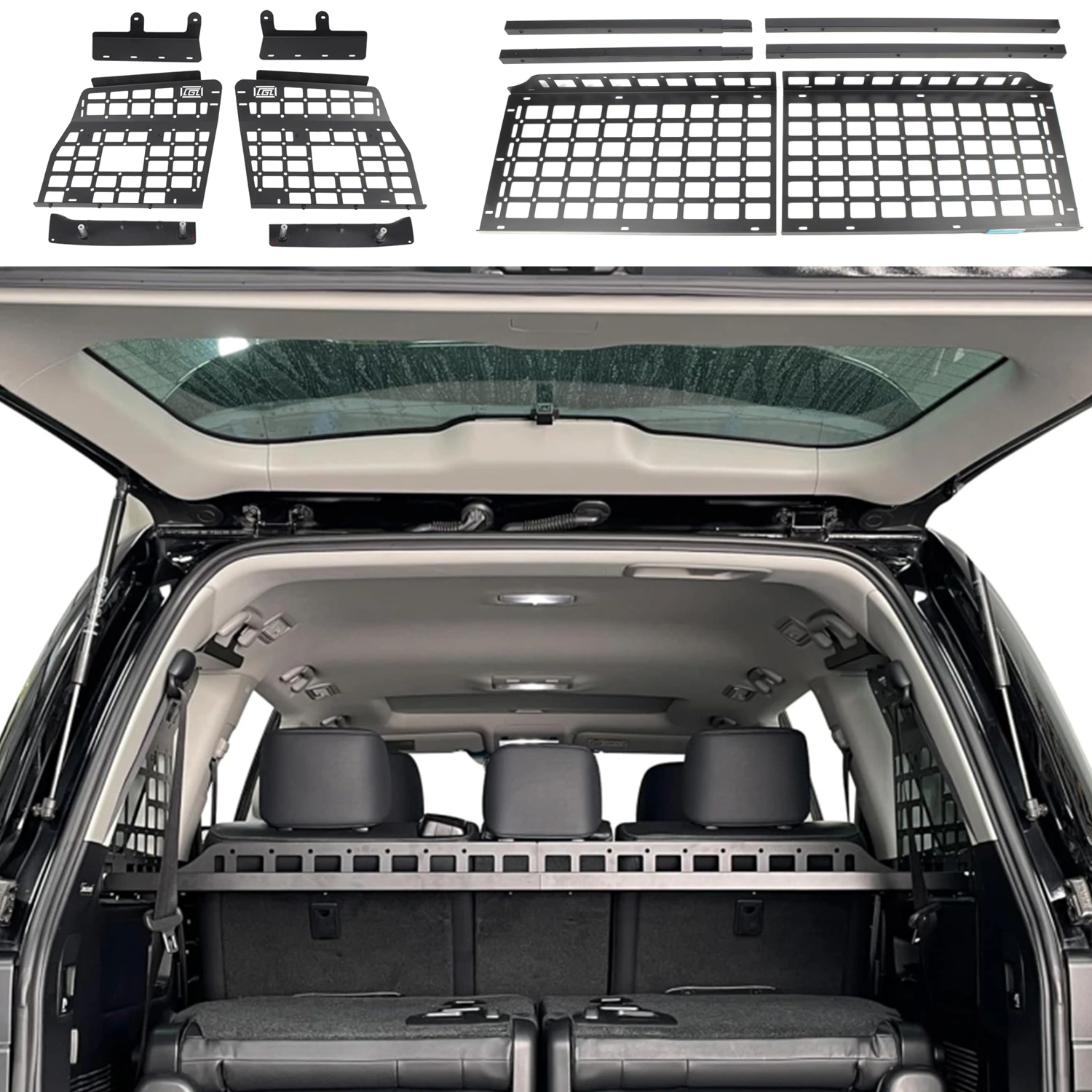 Image of Hinten Stamm Regal Molle Panel Fracht Organizer Racks Fit für Toyota Land Cruiser LC200 J200 2008-2021 7 sitz