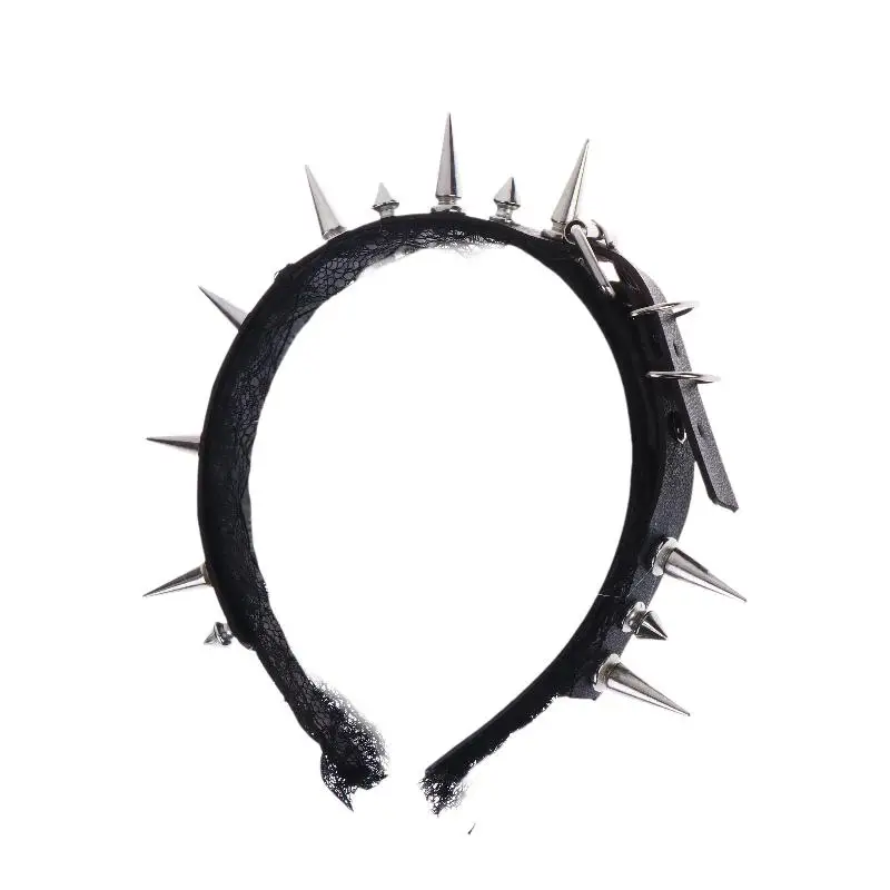 Gothic Punk Haarband für Mädchen Spitze Nieten Kopfschmuck Cosplay Kostüm Themenveranstaltungen Club-Auftritte – Detail 9