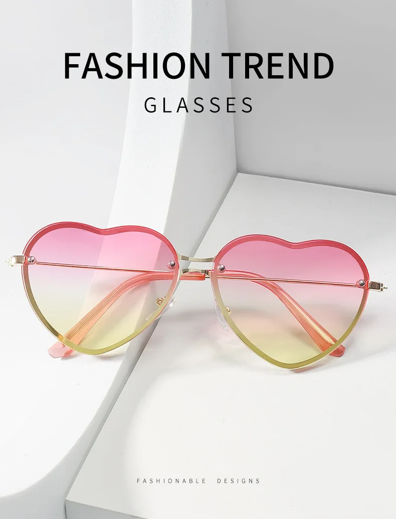 Neue Vintage Runde Sonnenbrille für Damen und Herren Marken-Sonnenbrillen Herzförmige Brillen für Männer und Frauen – Detail 1