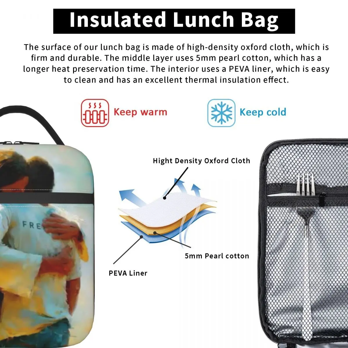 Charlie Kirk Embrace God Freedom Lunchtasche, lustige Lunchbox für Mädchen, Picknick, praktische Kühltasche, Oxford-Druck, Lebensmitteltaschen