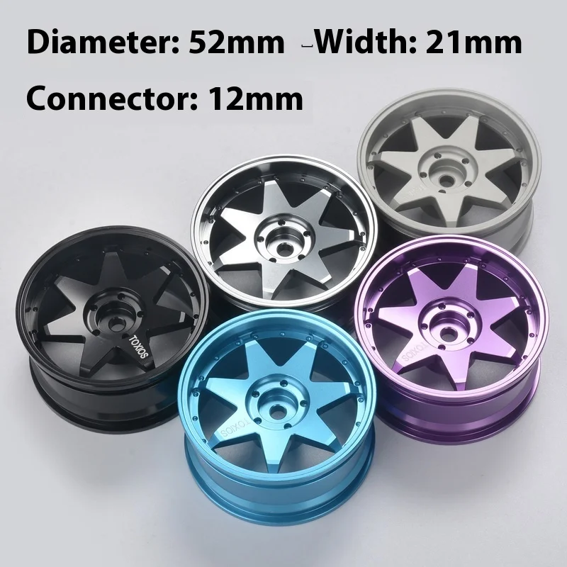 Rc 1:10 Remote Control Car Wheel Hub Metal Upgrade 52mm Diameter Coupler 12mm Flat Running Drift Racing Special Wheel Hub 4pc