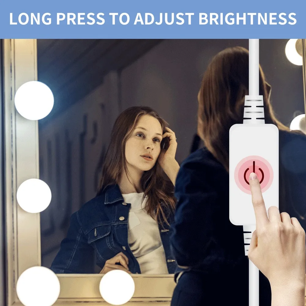 Зеркало для макияжа с регулируемой яркостью, 5 В, 2/6/10/14 шт.