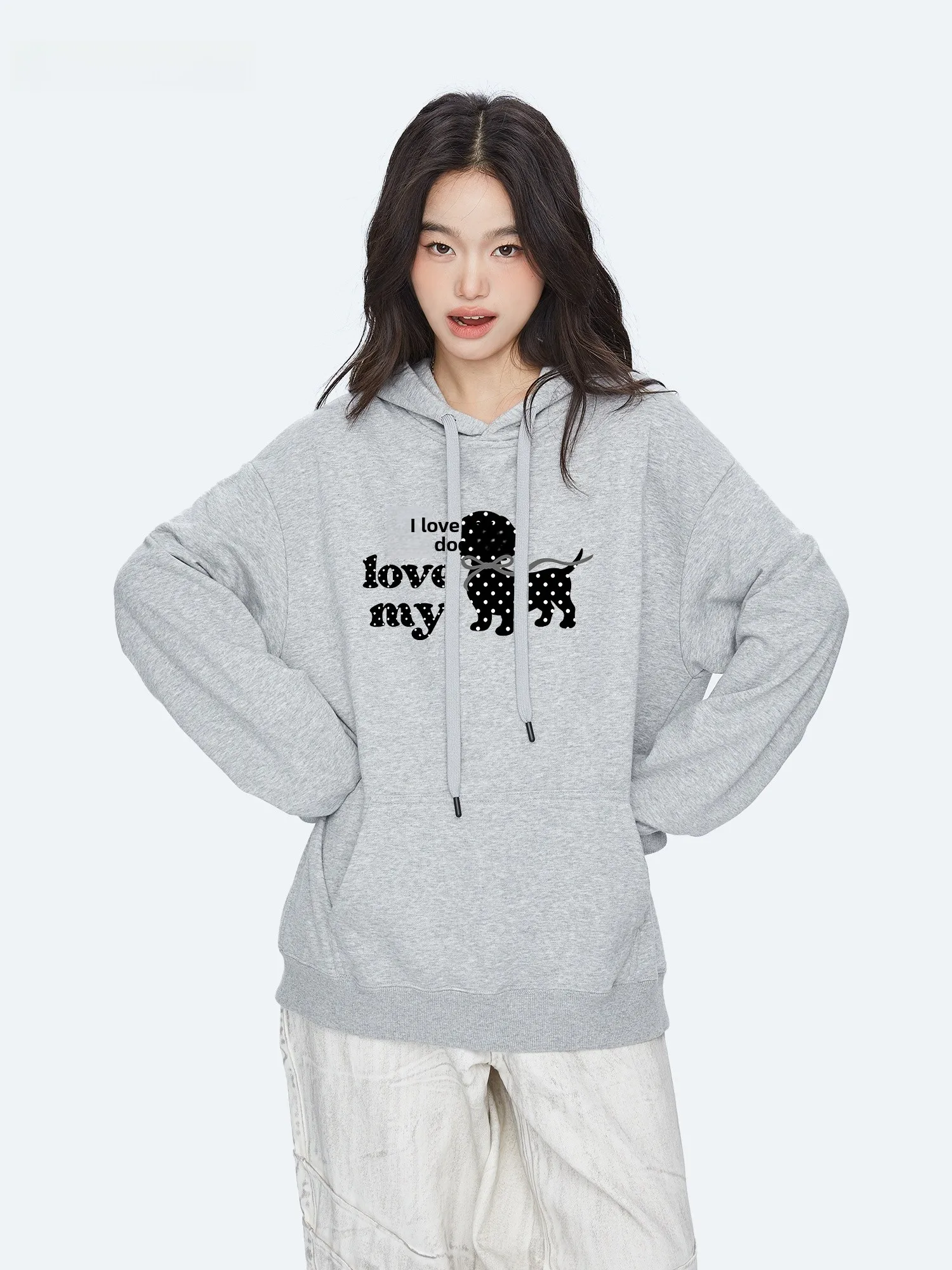 Capricorn Polka Dot Dog Hoodie Women's Loose Fit Sweatshirt Trendy Brand Autumn New Arrival Korean Style Commute Friendly