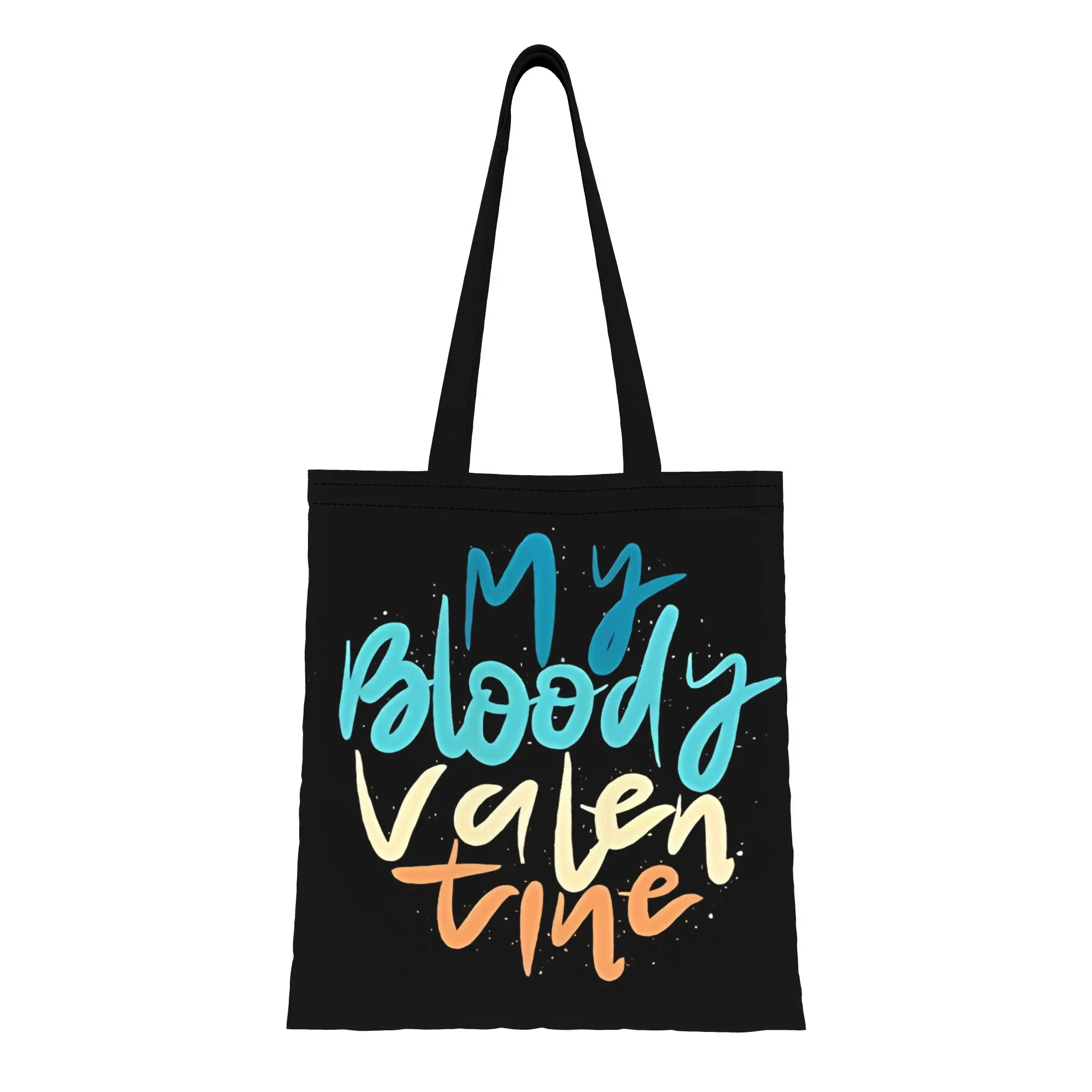 

My Bloody Valentine Lettering Canvas Tote Bag Perfect for Shopping Travel Outdoor Heavy Duty Shoulder Handbag