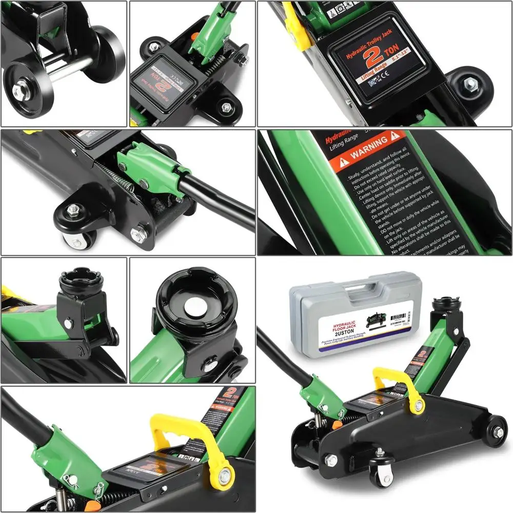 

Compact 2-Ton Hydraulic Floor Jack, 5.1-13 Lift Range, Green, PM-TOL-FJ20-GR