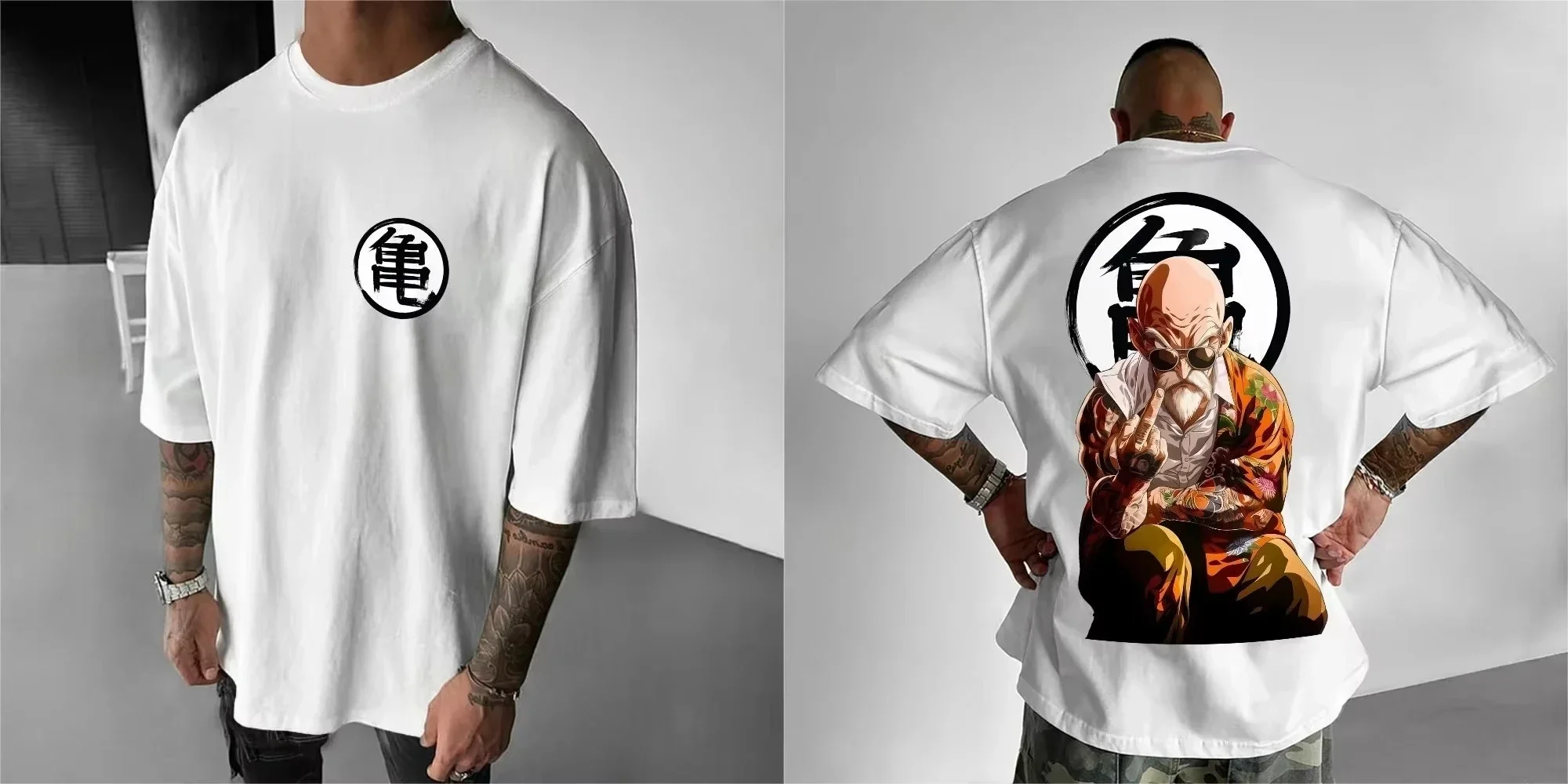 Dragon Ball Summer Men's T-Shirt Japanese Anime Master Roshi Autumn Y2K Harajuku Boy Children's Parent-Child Trend Short Sleeve