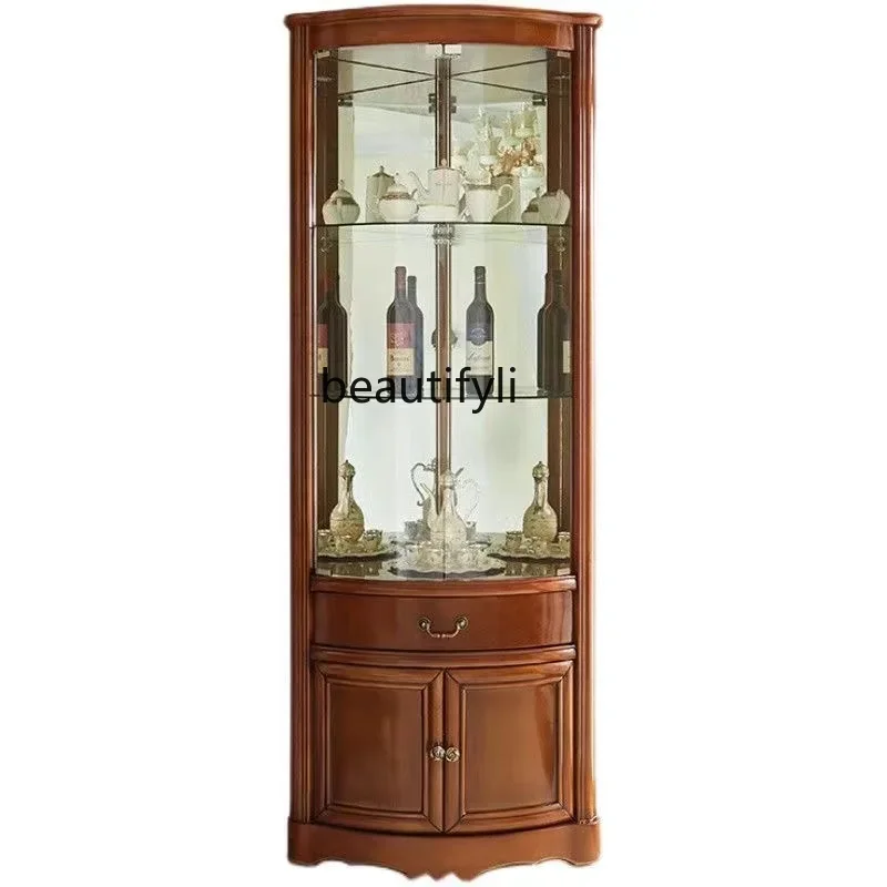 

F Light luxury solid wood simple corner, living room corner cabinet luxury, corner cabinet triangular home decoration cabinet