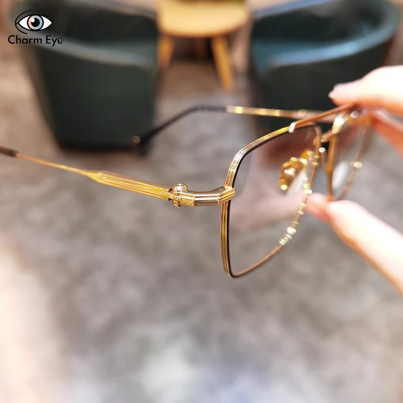 الرجعية إطار كبير مزدوج شعاع إطارات النظارات الرجال النساء العصرية الأعمال موضة مربع الراقية قصر النظر مكافحة نظارات الضوء الأزرق #4