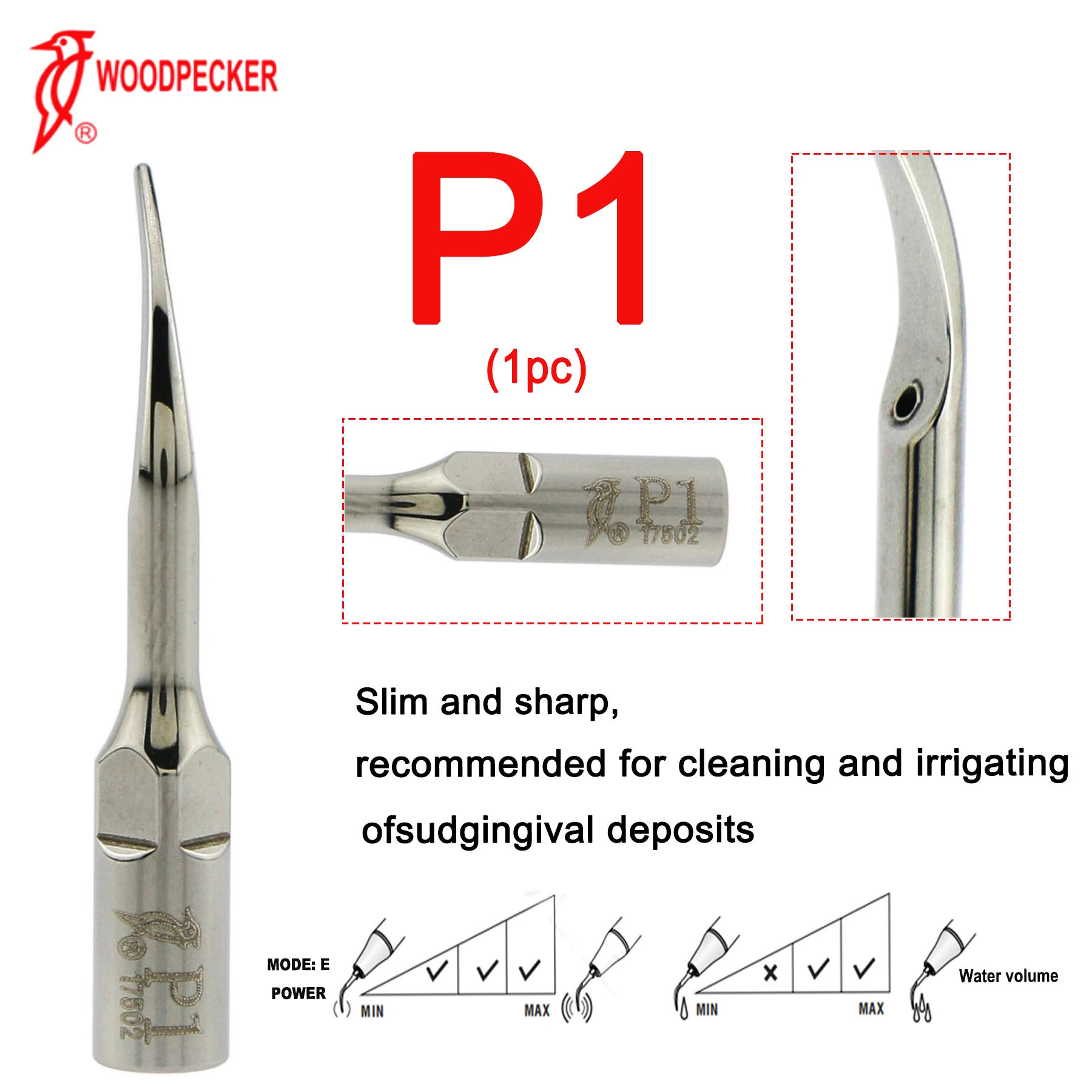 

Original Woodpecker Tips P1 Dental Ultrasonic Scaling Tips Periodontal Scaler Tips Fit EMS UDS Scaler Dentistry Products