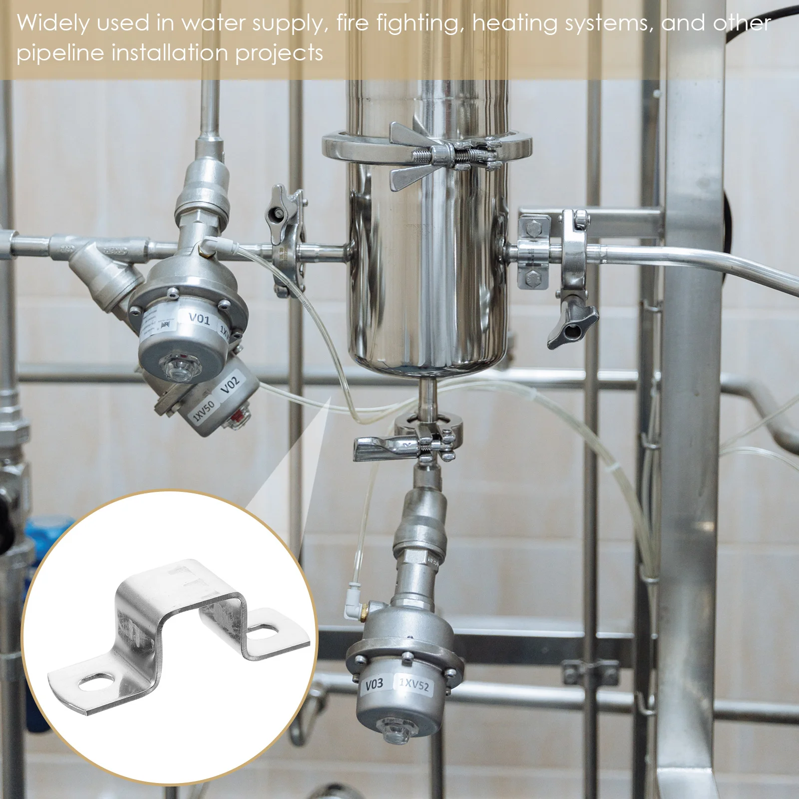 

6pcs U-shaped Bracket Clips Stainless Steel Square Tube Clamps 40x40mm Supports Fence Tools Mounting Accessories