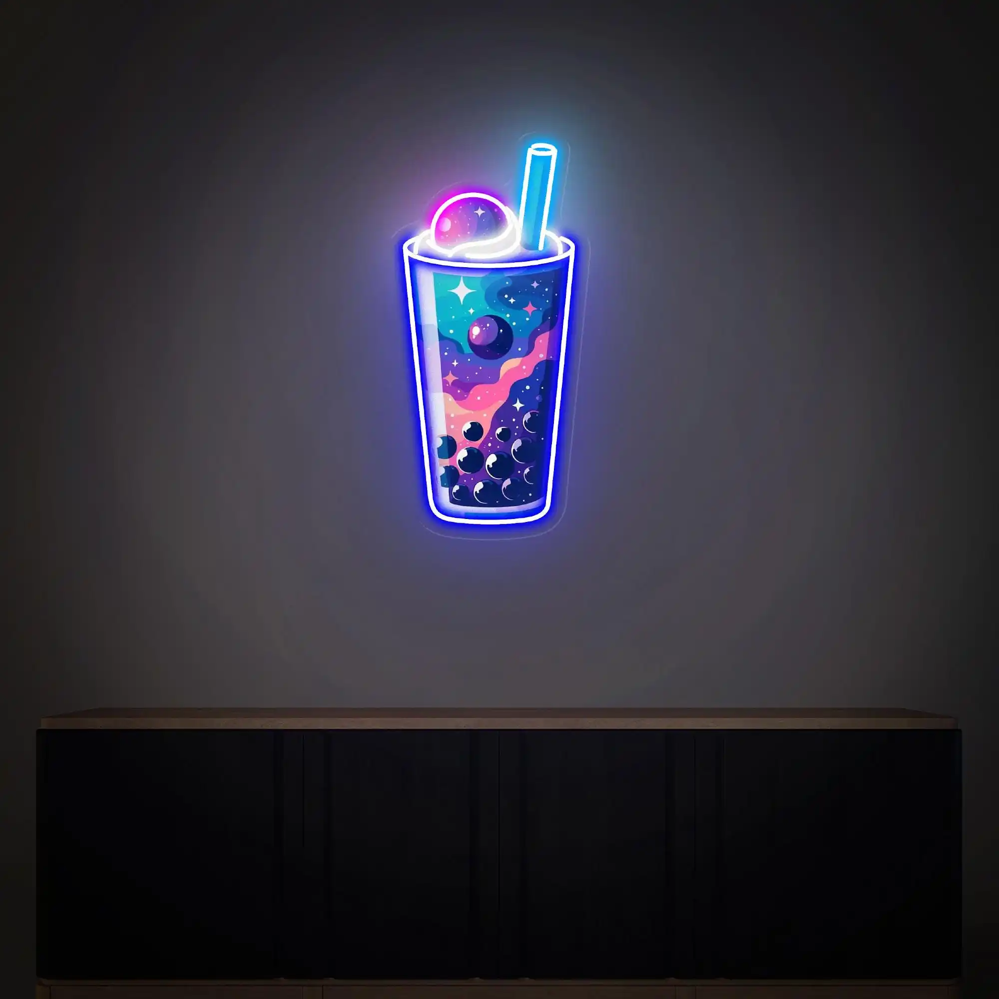 Tea Neon Sign Drink Business Shop Wall Decor Milk Tea Neon Sign Star In Cup Neon UV Print Acrylic Sign Coffee Bar Shop Wall Sign