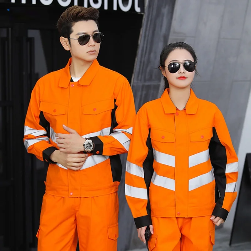 Hi Vis Safety Work Clothing Workwear Men Long Sleeve Workmen Uniform Car Workshop Repairman Working Suit Coal Miner Construction