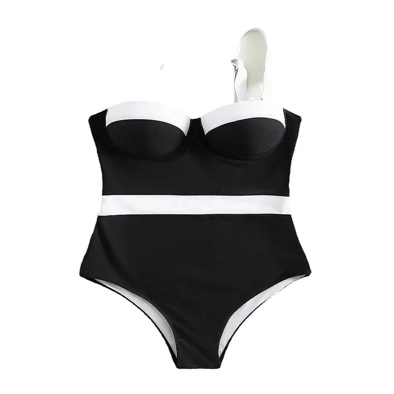 2024 New Push Up Swimsuit One Piece Patchwork Swimwear Women Sexy Underwire Bodysuit Monokini Women Bathing Suits Swimming Suits