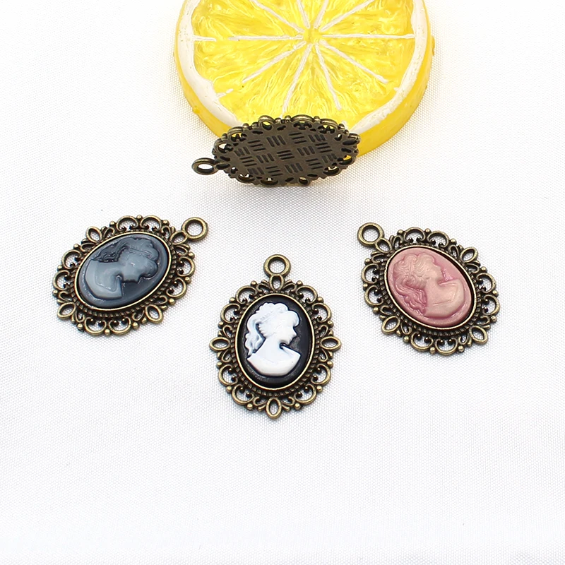 10Pcs Metal Retro Beauty Head Resin Decorative Accessories DIY Wedding Clothes Hair Accessories Jewelry Accessories
