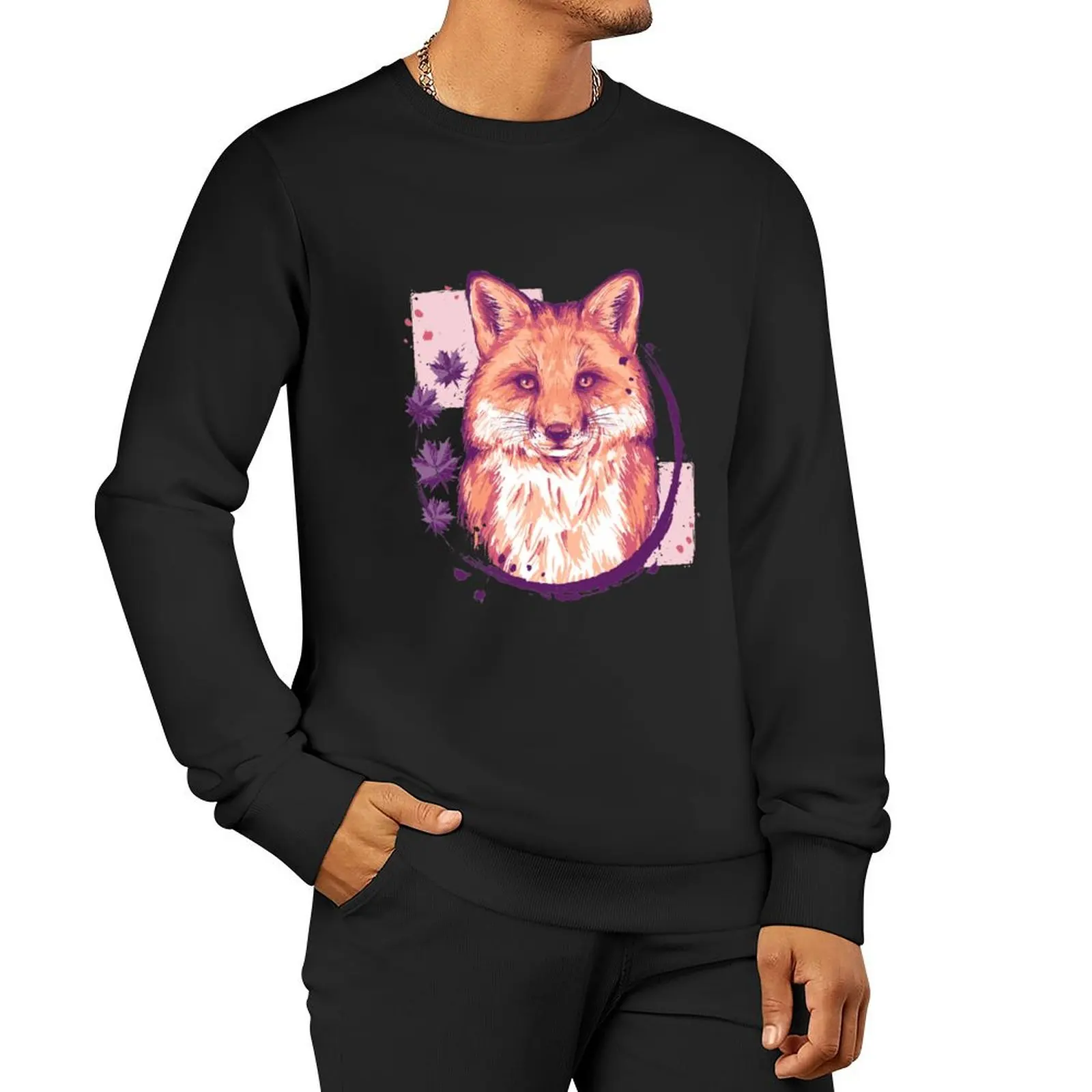 

Fox Painting Pullover Hoodie tracksuits hooded shirt men's winter sweater men's sweatshirts