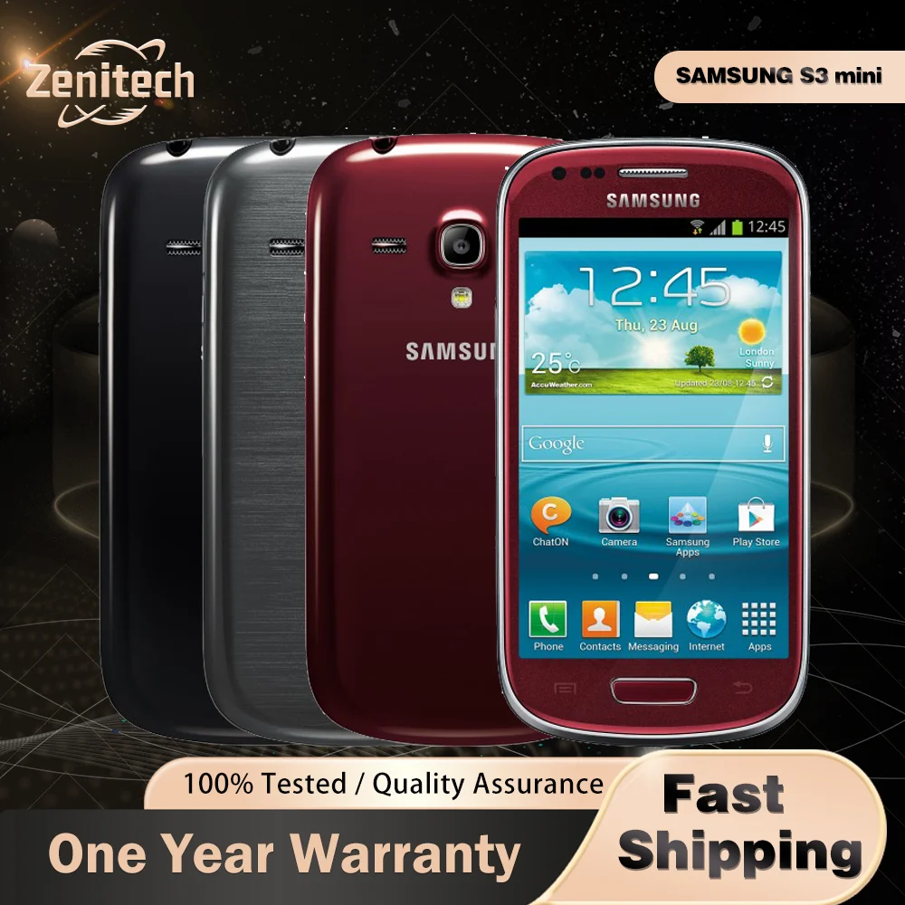 هاتف سامسونج I8190N Galaxy S3 mini 3G الأصلي مزود بذاكرة وصول عشوائي 1 جيجابايت وذاكرة قراءة فقط 8 جيجابايت وواي فاي 4.0 بوصة 5 ميجابكسل + VGA 720p @ 30 إطارًا في الثانية هاتف ذكي يعمل بنظام أندرويد