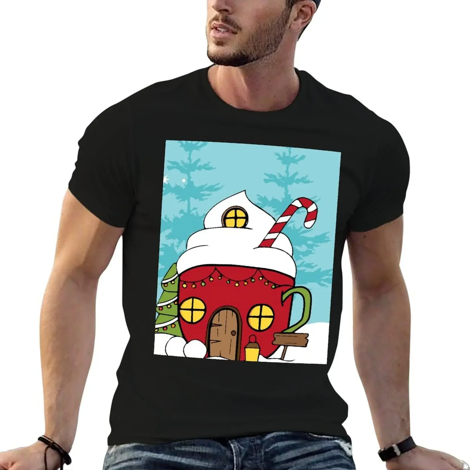 Hot Chocolate christmas fairy house T-Shirt sublime shirts graphic tee men tshirt