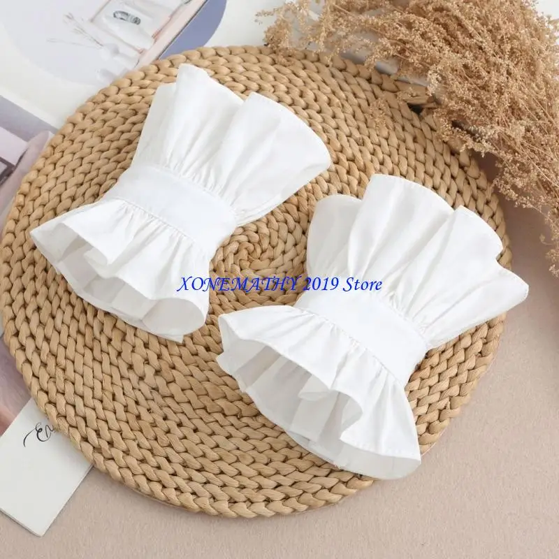 f42f-フリル襟手首袖口女の子のためのルネッサンスビクトリア朝の襟ラペル中世コスプレビクトリア朝のフリルショールカラー