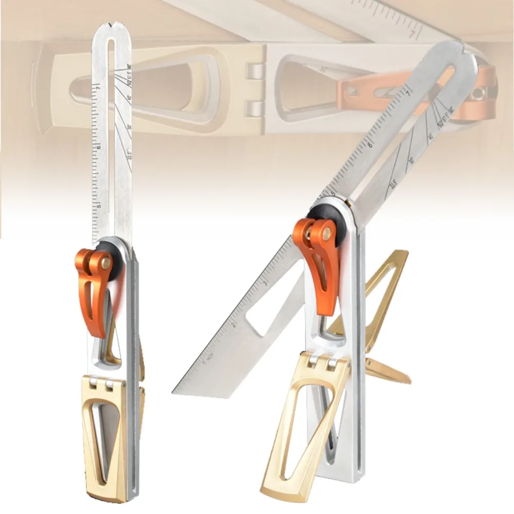 

Stainless Steel Scriber Ruler Woodworking Measuring Tool Adjustable High Precision Multifunctional Combination