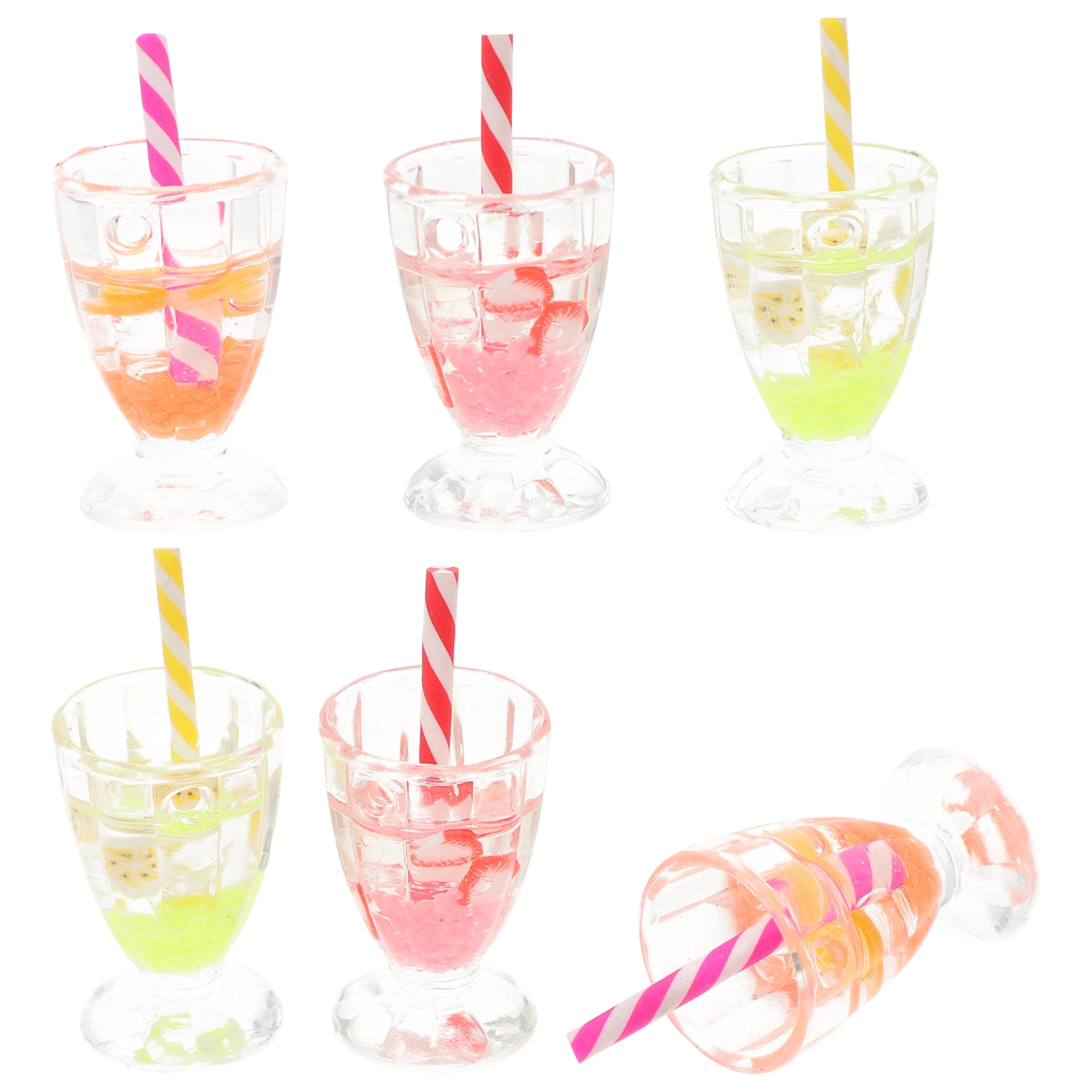 6 Pcs House Mini Luminous Dollhouse Toys Artificial Ice Cream Goblet Prop Accessory Decor Resin Accessories