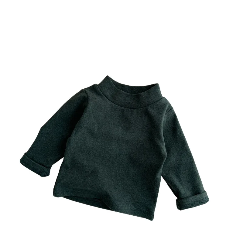 아기 옷 Korean 2023 Winter Baby Clothes Warm T Shirt for Girls Casual Baby Tops Newborn Half High Neck Bottom Sweater Ropa De Niña