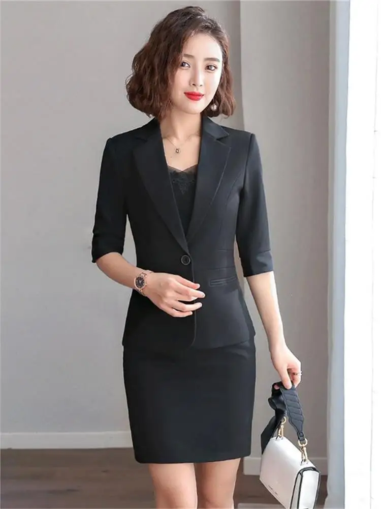 

Ele Thin Seven-Quarter Sve Women's Jaet Front Desk Workwear Profional orm Thin Autumn Spring Coat