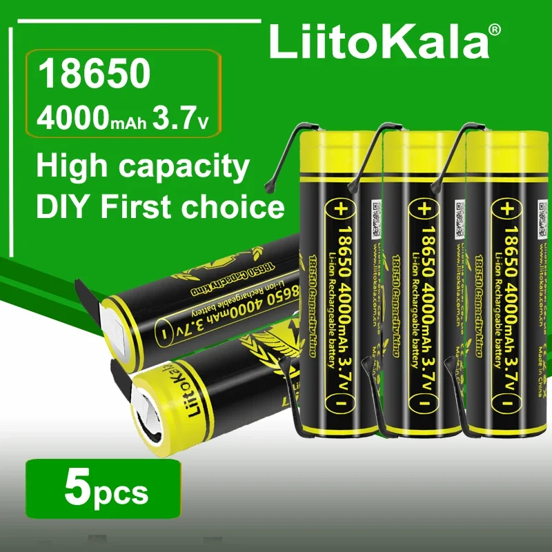 5pcs LiitoKala King4000-N Nickel 3.7V 18650 4000mAh batteryrechargeable Li-ion battery for Led flashlight battery