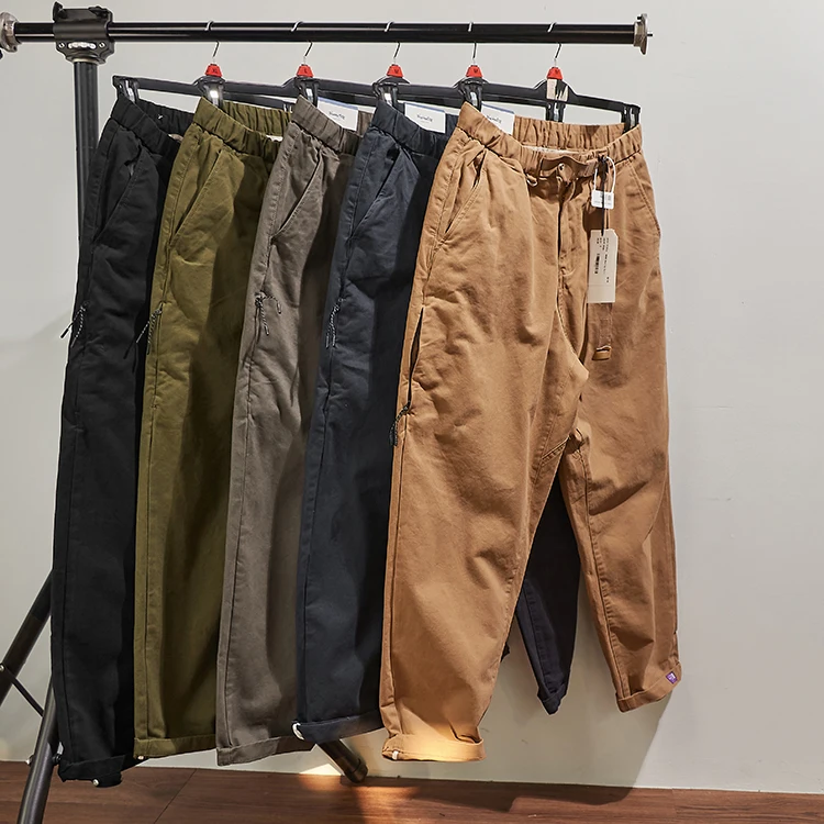 Pantalones informales Tapered Retro para hombre, pantalón holgado y recto, 100% algodón, para las cuatro estaciones, estilo americano