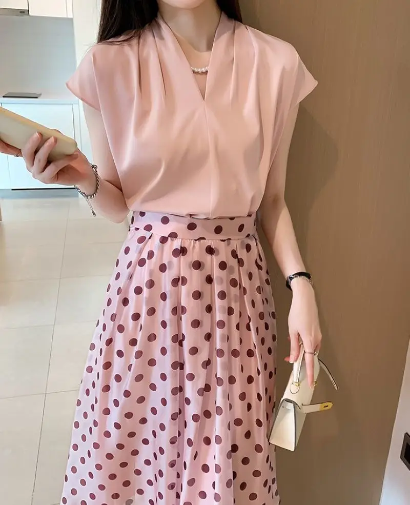 Chiffon Blouse For Ladies Summer Commuter Short-sleeved Pullover Korean Fashion Office Lady Cltoehs Tops Elegant Female Shirts