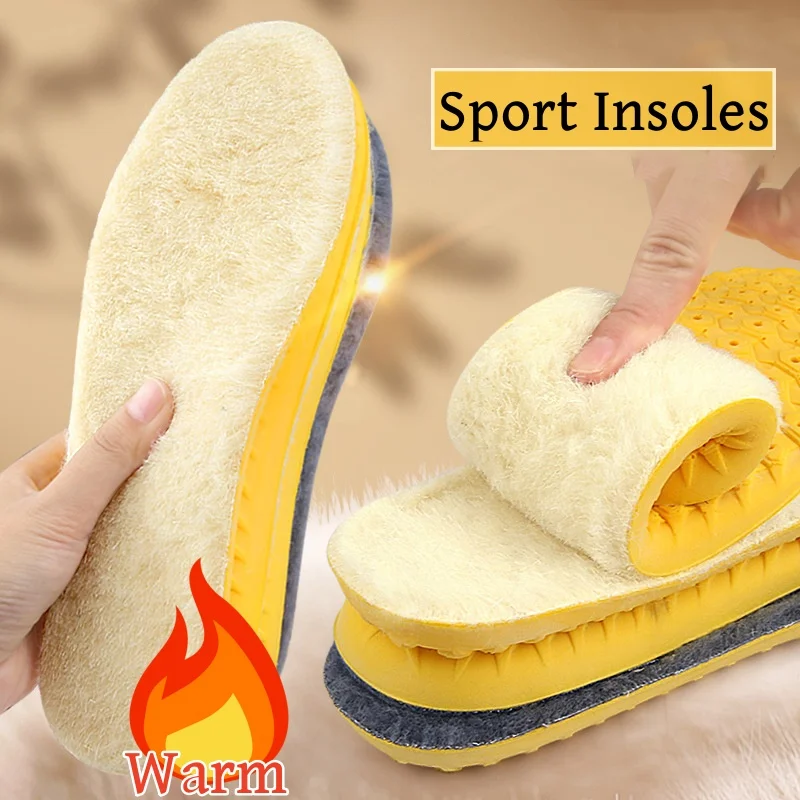 Palmilhas de pelúcia quente para pés, desodorização esportiva, absorção de choque, suporte do arco, modelo ortopédico, inserções de sapatos, inverno