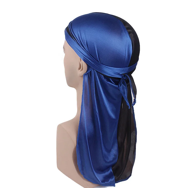 Silky Durag for Women Men Laser Hip Hop DOO Rag Unisex Head Wrap Bandanas Long Tail Pirate Hat Indian Cap Hair Accessories New