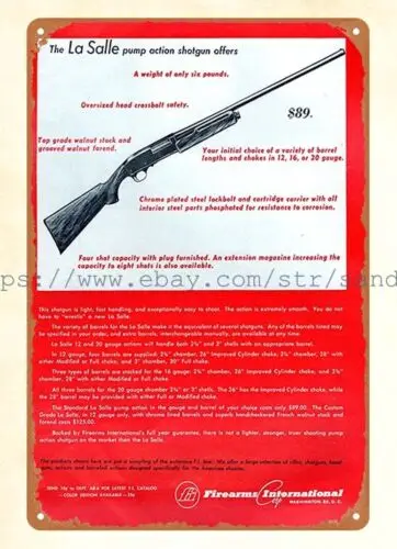 1962 Manufrance La Salle Shotgun firearm metal tin sign metal ship wall art