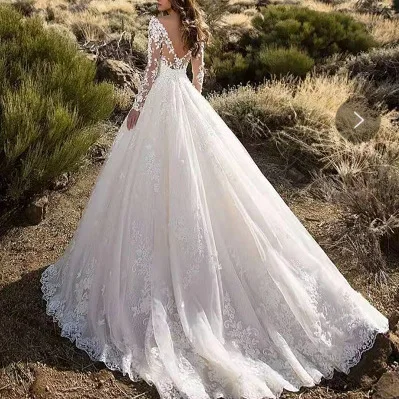 2023 New Long Sve One oulder Wedding Dr Women's Faion Spring Cross-Border Dr Ele Lace mid Waist Gown