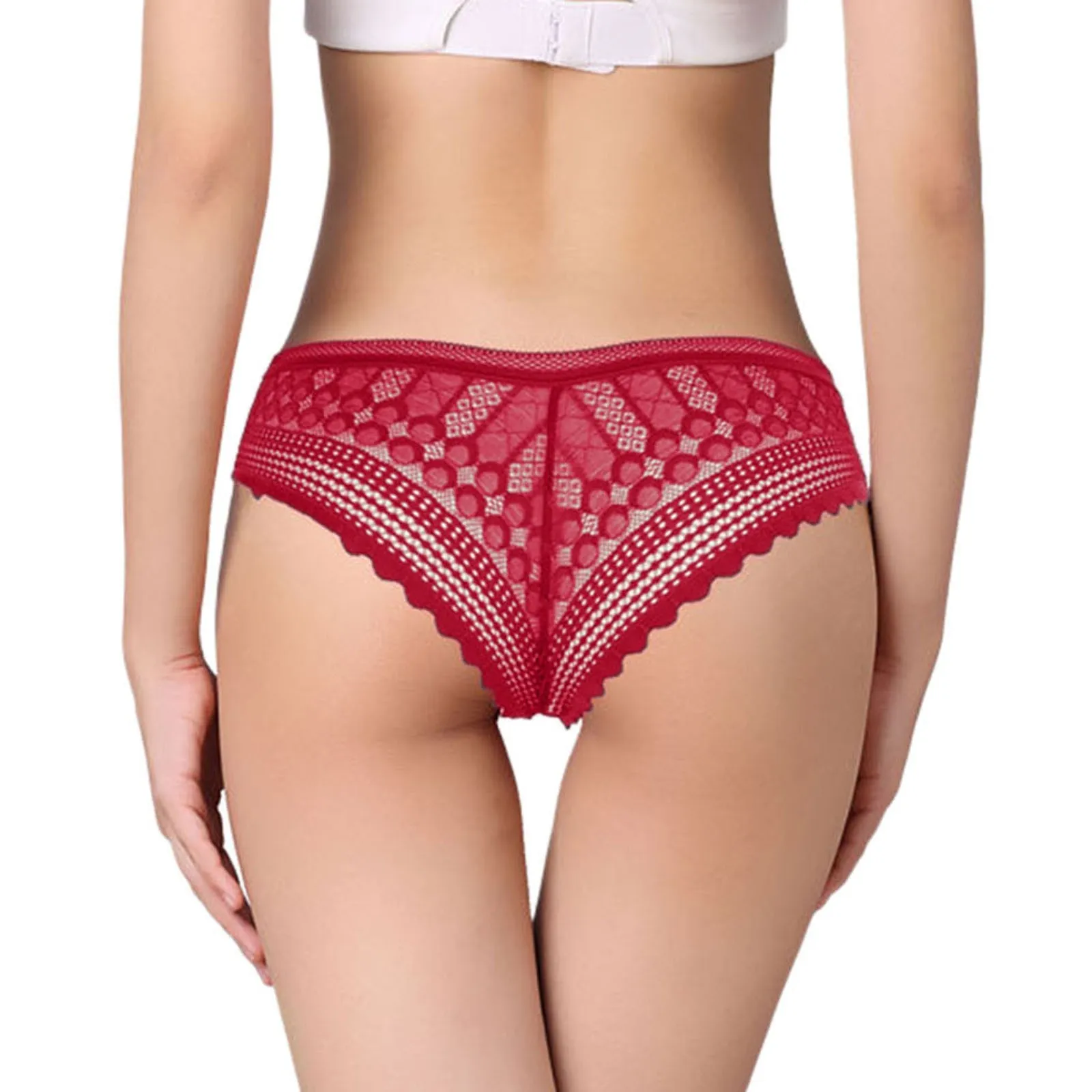 

Women Solid Color Transparent Lace Briefs Underpants Sleepwear Underwear Shorts Homewear Lingerie Solid Lace Bandage Panties