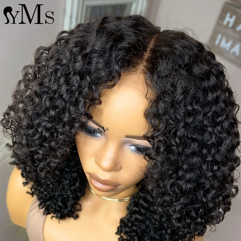 YMS Hair New Eurasian Coily Curly Human Hair 5x5 Closure Wigs 350% Short Curly Raw 13x6 13x4 Lace Front Human Hair Wig For Women