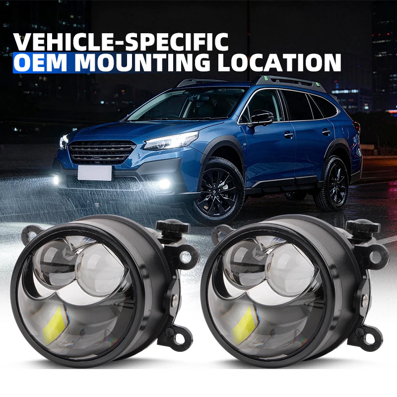 2 PCS 12V Dual Laser Fog Lights 3Inch Super Bright LED Light High Low Beam Bi Lens H11 Headlights for Car Fog Lamp Projector