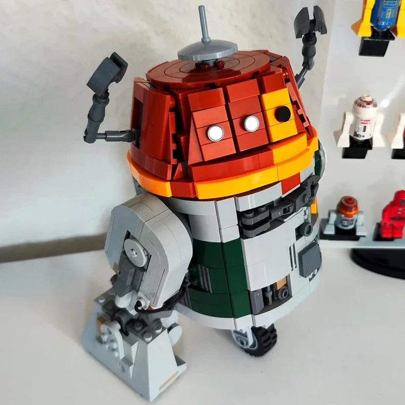 Bricklink MOC Star Movie inteligentne figurki robota C1-10P Chopper Robot 75379 kreatywne klocki zabawki dla dzieci prezent na boże narodzenie