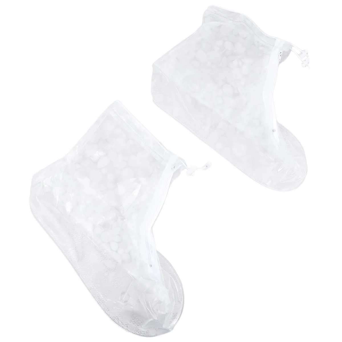 

1Pair Rainproof Shoe Covers PVC Waterproof High Tube Non-Slip Shoe Protector Size -38 White Durable Overshoes for Rainy Days