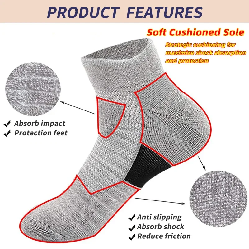 3 Pairs Men's Cycling Sport Socks Basketball Running Compression Ankle Sock Black White Anti-slip Bike Bicycle Mtb Cycling sock