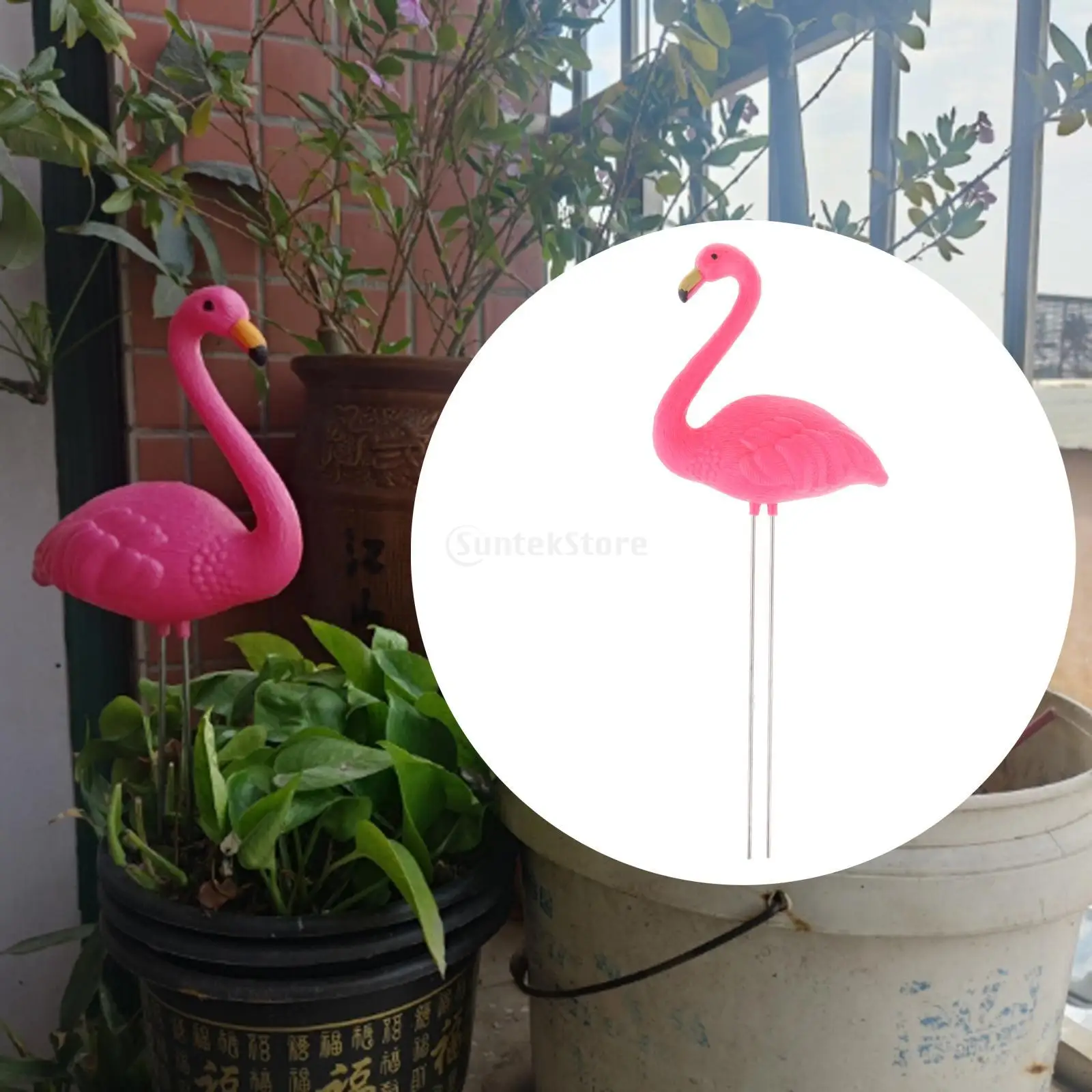 Flamingo Garden Stake Statue Figurines Yard Ornament Party Patio Outdoor Decorations Porch for Flowerpot Planter Spring Hallway