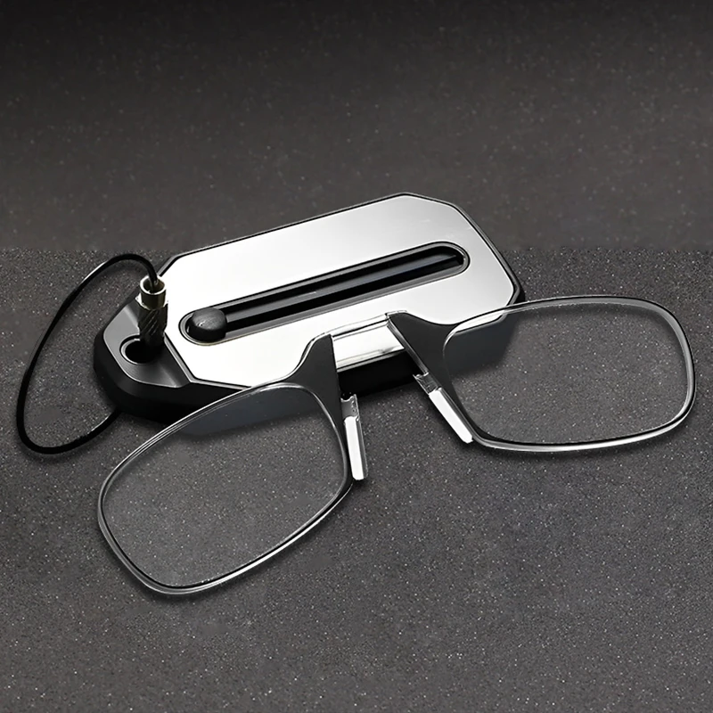 

Nose Clip Reading Glasses Men Women Portable Hyperopia Glasses Transparent Eyeglasses Folding Glasses with Keychain +1.0 To +3.0